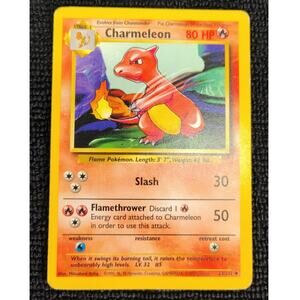 Pokemon Charmeleon 24/102 Base Set Rare Uncommon Shadowless Vintage Trading Card